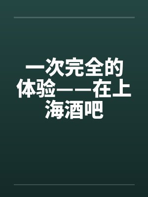 一次完全的体验——在上海酒吧by佚名封面